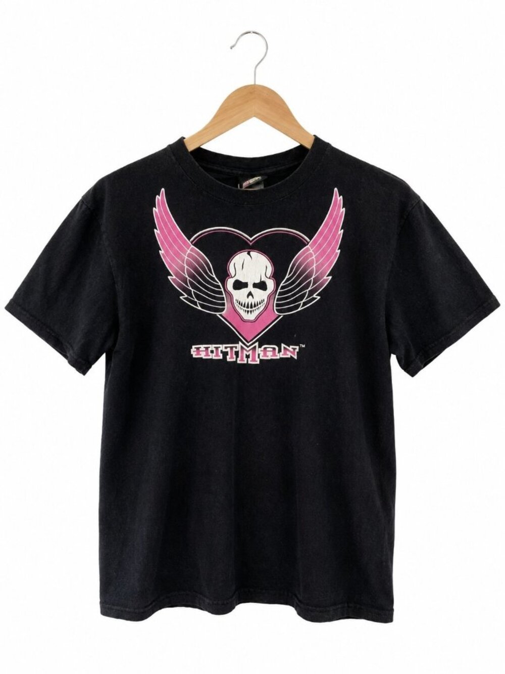 Bret Hart Hitman Vintage 2002 T-shirt M Black WWF Wrestling Skull Wings